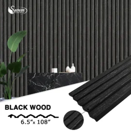 PS Fluted Panels, Black Wood, 20 Panels x 9 feet long