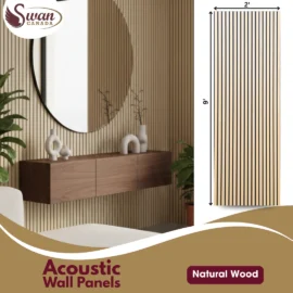 Acoustic Wall Panels, Natural Wood, 4 Panels, 2 x 9 Feet