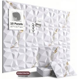 3D Wall Panels, Gilded Marble, 19.7" x 19.7"