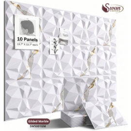 3D Wall Panels, Gilded Marble, 19.7" x 19.7"
