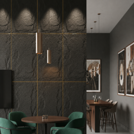 PU Faux Stone, Natural Black Stone, 2 X 4 Feet, 6 Boards