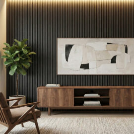 WPC Fluted Panels, Black color, 10 Panels x 9 feet long