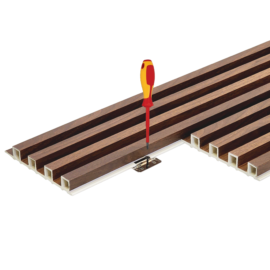 WPC Fluted Panels, Walnut Brown, 10 Panels x 9 feet long
