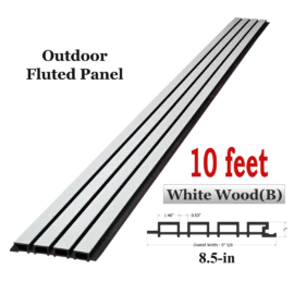 Outdoor WPC Fluted wall Panels, White Wood (B), 4 Panels/box
