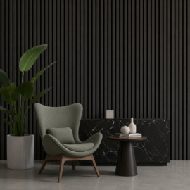 PS Fluted Panels, Black Wood, 20 Panels x 9 feet long
